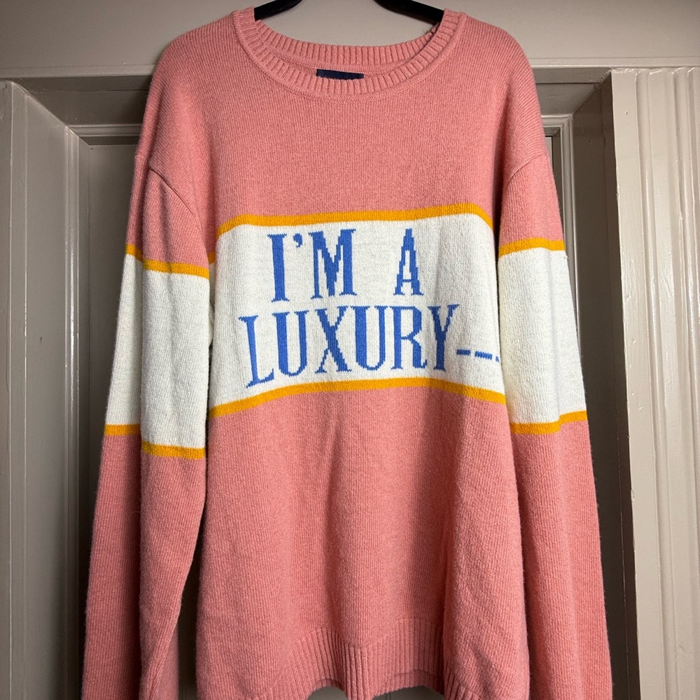 Rowing Blazers Coral and Cream Crewneck Sweater - Picture 2 of 5